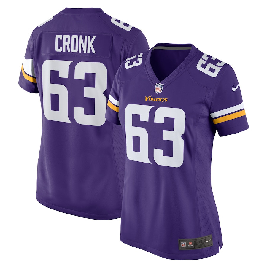 Coy Cronk 63 Minnesota Vikings Team Game Purple NFL Jersey Women's