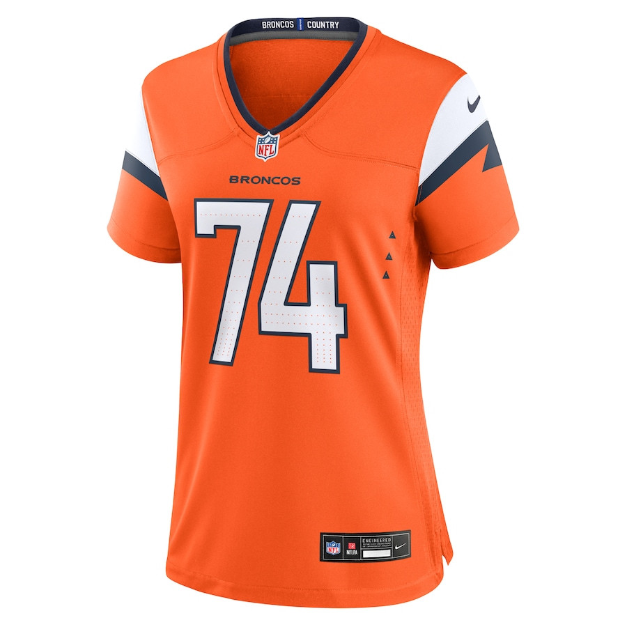 Ben Powers 74 Denver Broncos Team Game Orange NFL Jersey Women's