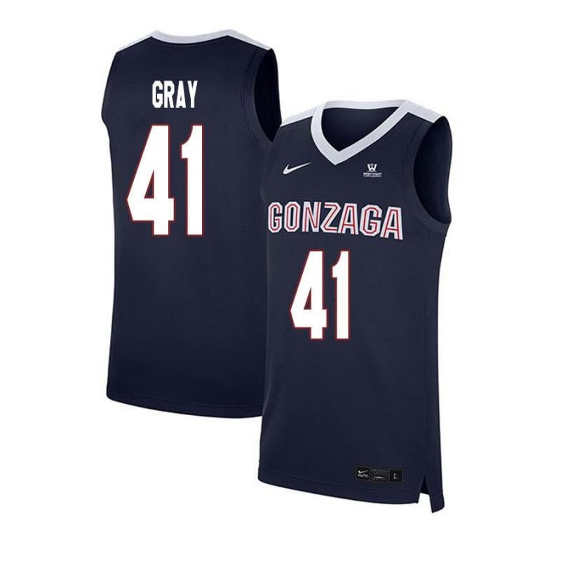 41 Steven Gray Navy Elite Gonzaga Bulldogs NCAA Jersey Men's