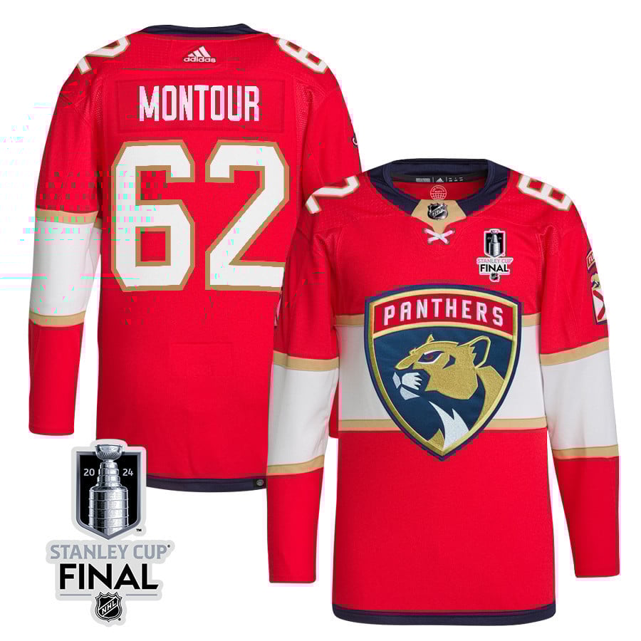 Brandon Montour 62 Florida Panthers 2024 STANLEY CUP Final Home Breakaway Red NHL Jersey Men's
