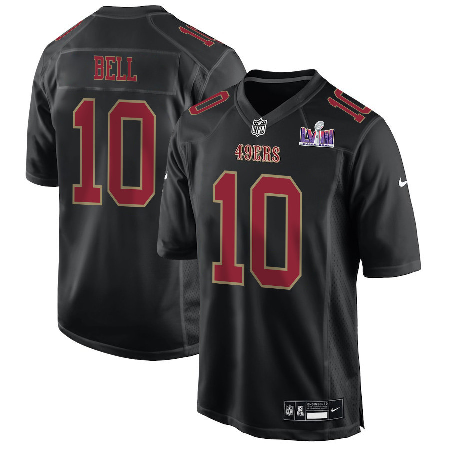 Ronnie Bell 10 San Francisco 49ers Super Bowl LVIII Patch Fashion Game Carbon Black NFL Jersey Men's