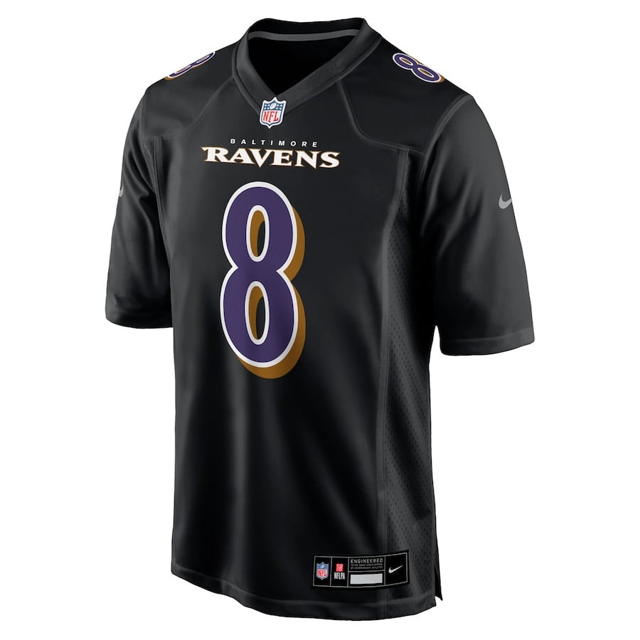Lamar Jackson 8 Baltimore Ravens Fashion Game Black NFL Jersey Men's