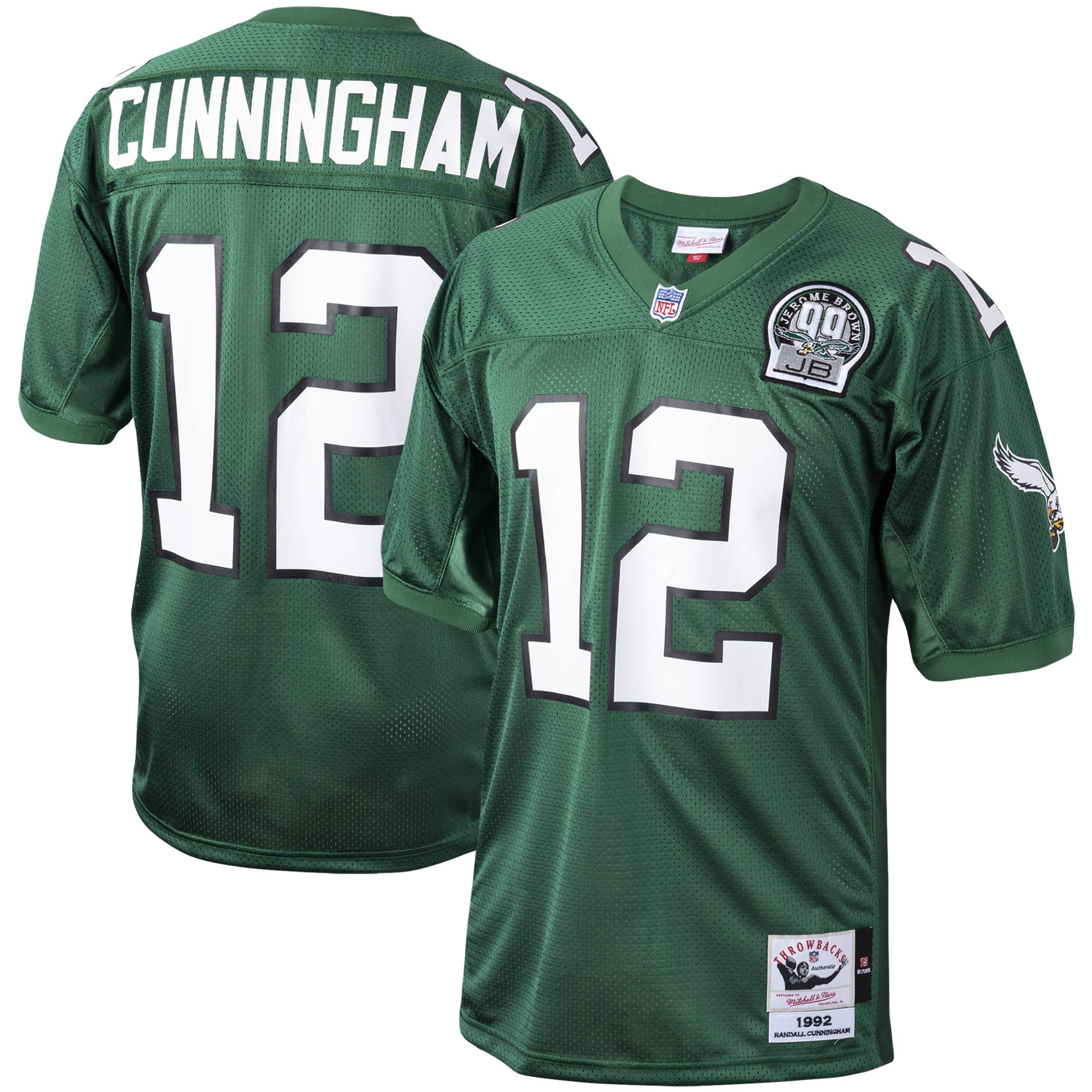 Philadelphia Eagles 1992 Randall Cunningham Mitchell Ness Green Throwback Retired Player NFL Jersey Men's