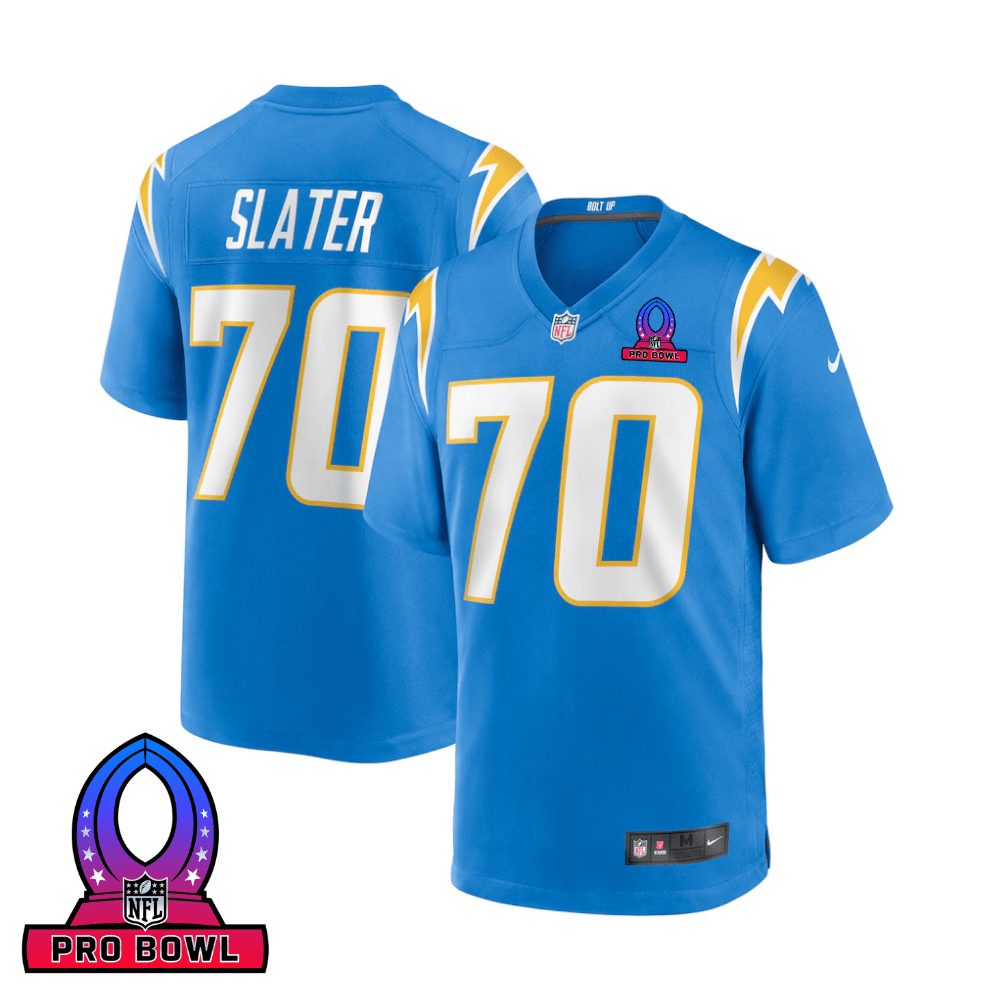 Rashawn Slater 70 Los Angeles Chargers 2025 Pro Bowl Patch Game Powder Blue NFL Jersey Men's