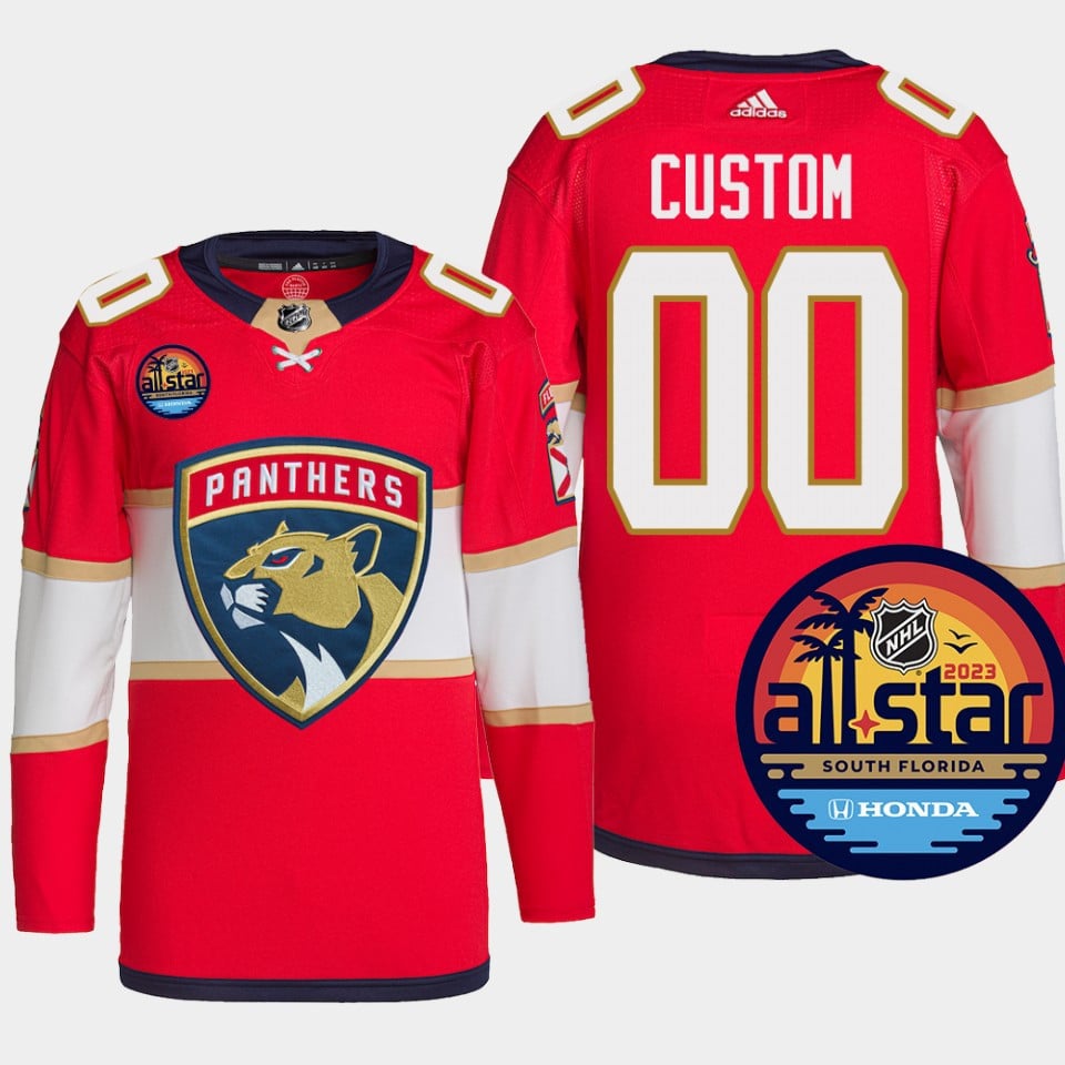 Custom 00 Florida Panthers Red 2023 All Star NHL Jersey Men's