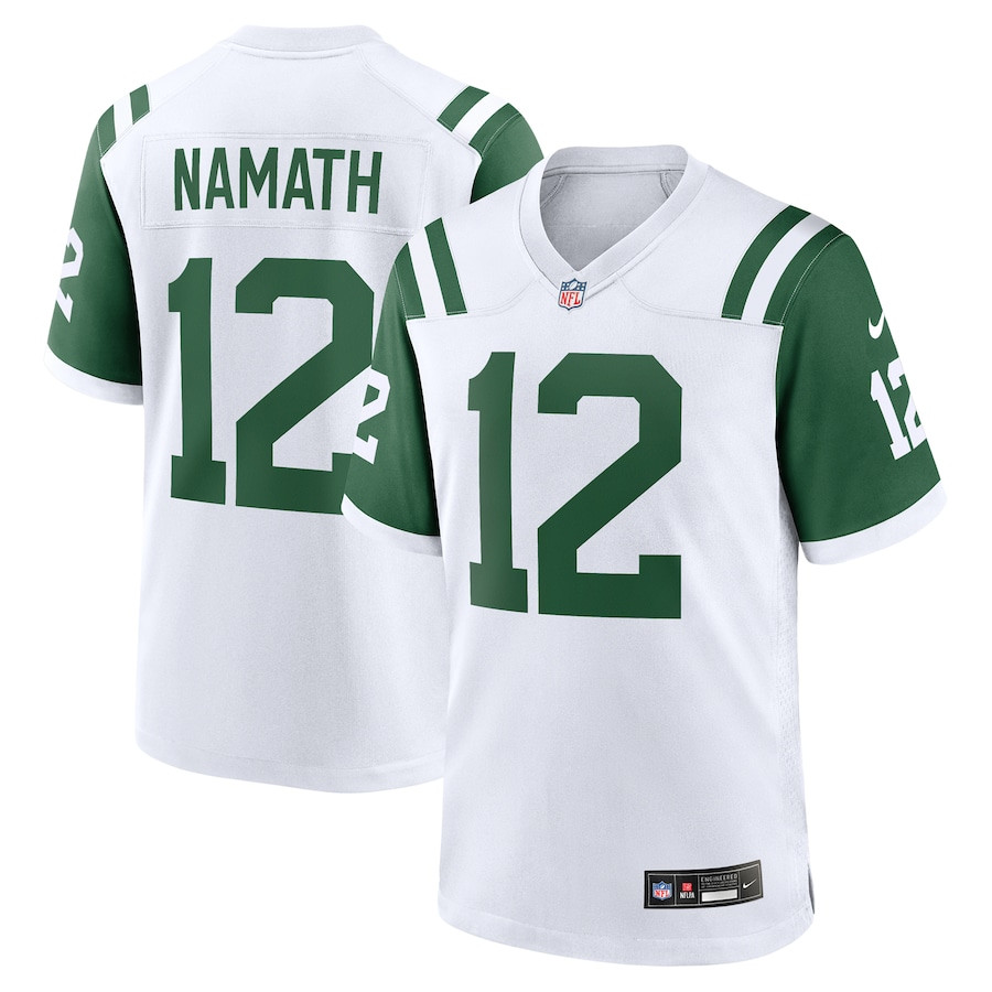 Joe Namath 12 New York Jets Classic Alternate Retired Player Game White NFL Jersey Men's