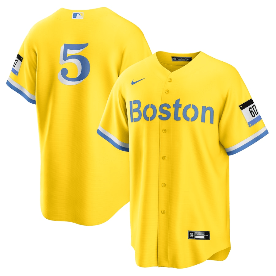 Enrique Hernandez 5 Boston Red Sox City Connect Gold/Light Blue MLB Jersey Men's