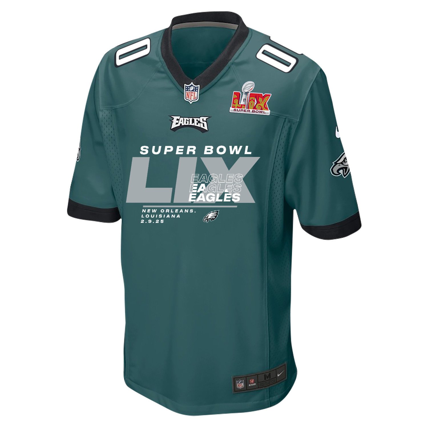 Philadelphia Eagles Super Bowl LIX Champions Game Midnight Green NFL Jersey Men's