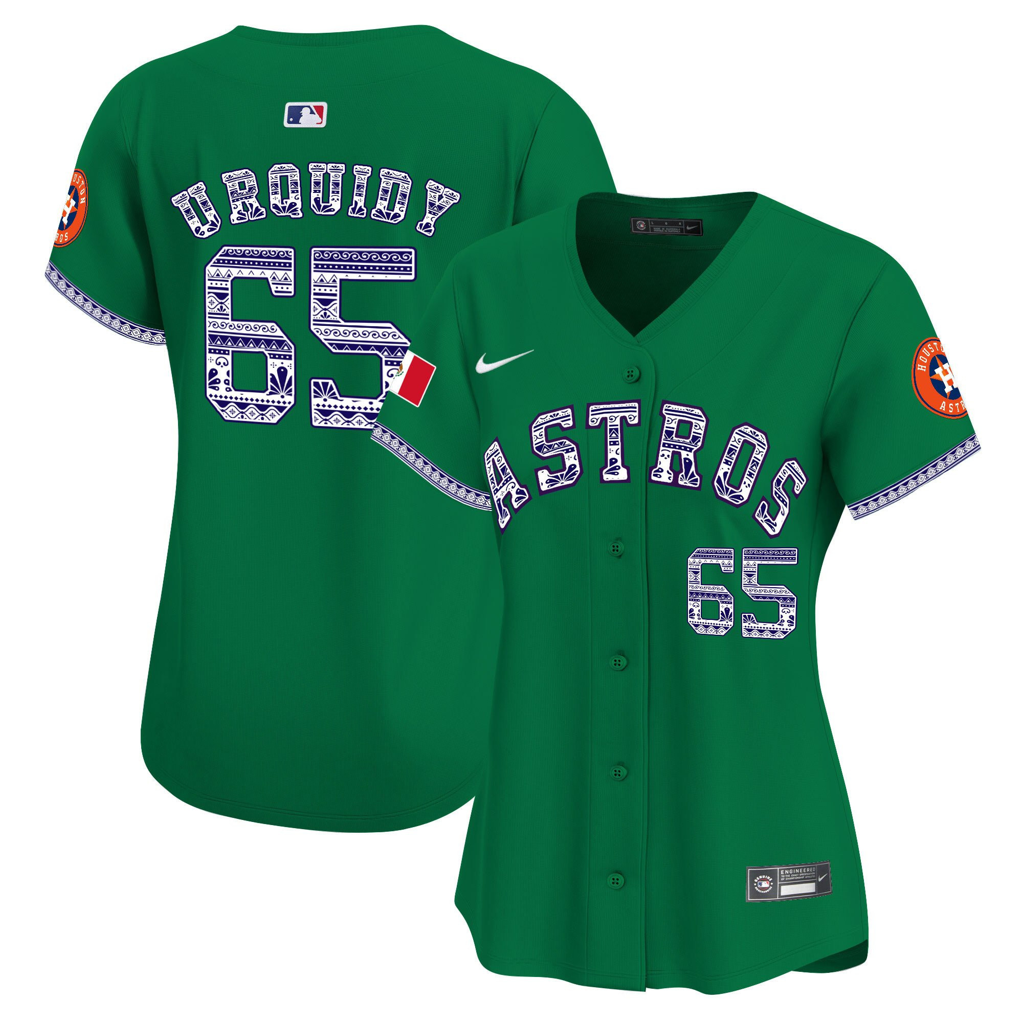 Jose Urquidy 65 Houston Astros Mexico Green MLB Jersey Women's