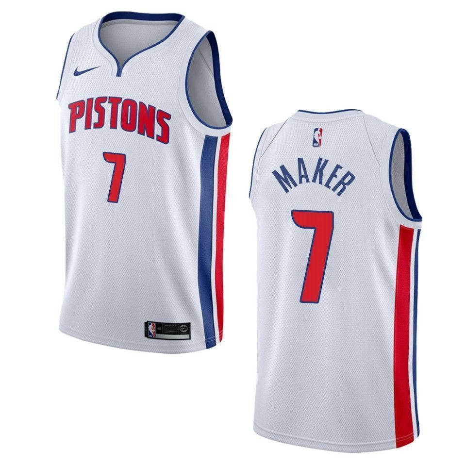 Detroit Pistons 7 Thon Maker Association Swingman White NBA Jersey Men's