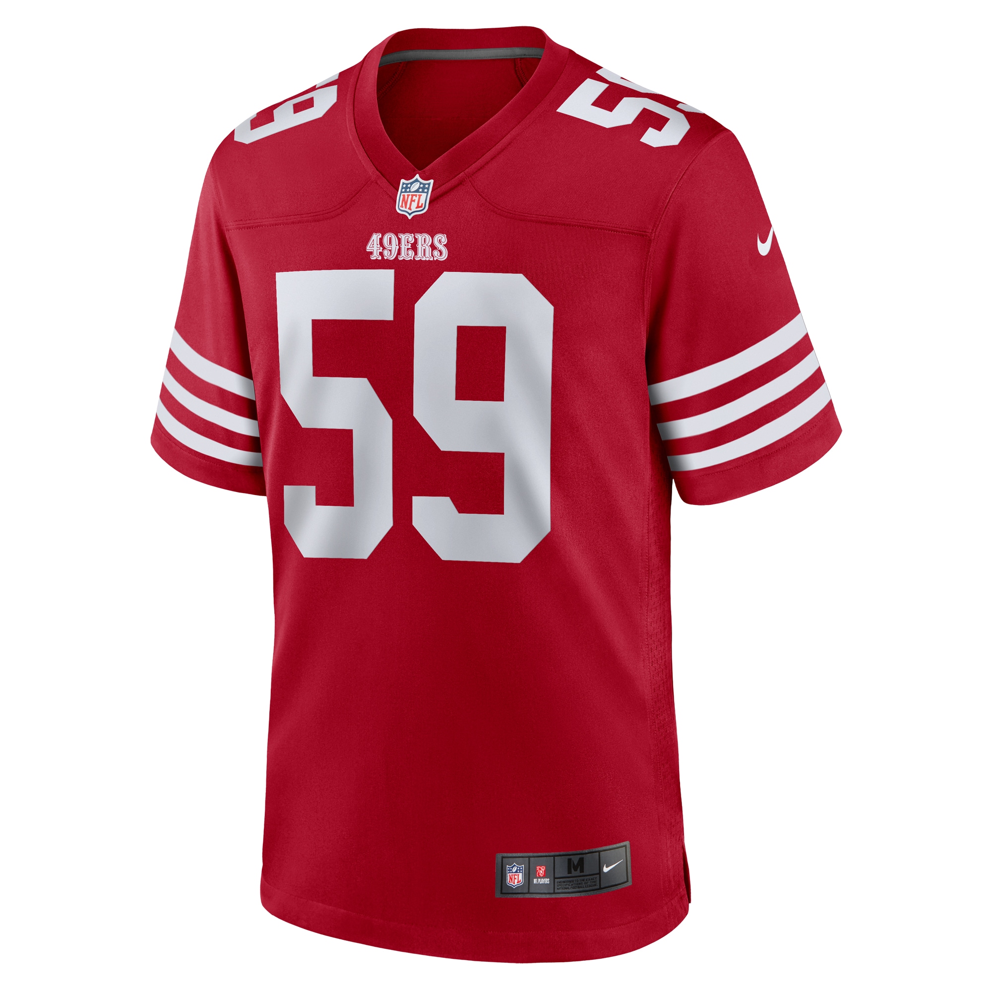 San Francisco 49ers De'Vondre Campbell Scarlet Team Game NFL Jersey Men's