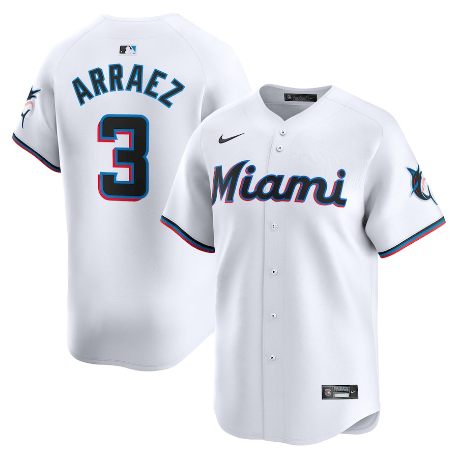 Luis Arraez 3 Miami Marlins Home Limited Player White MLB Jersey Men's