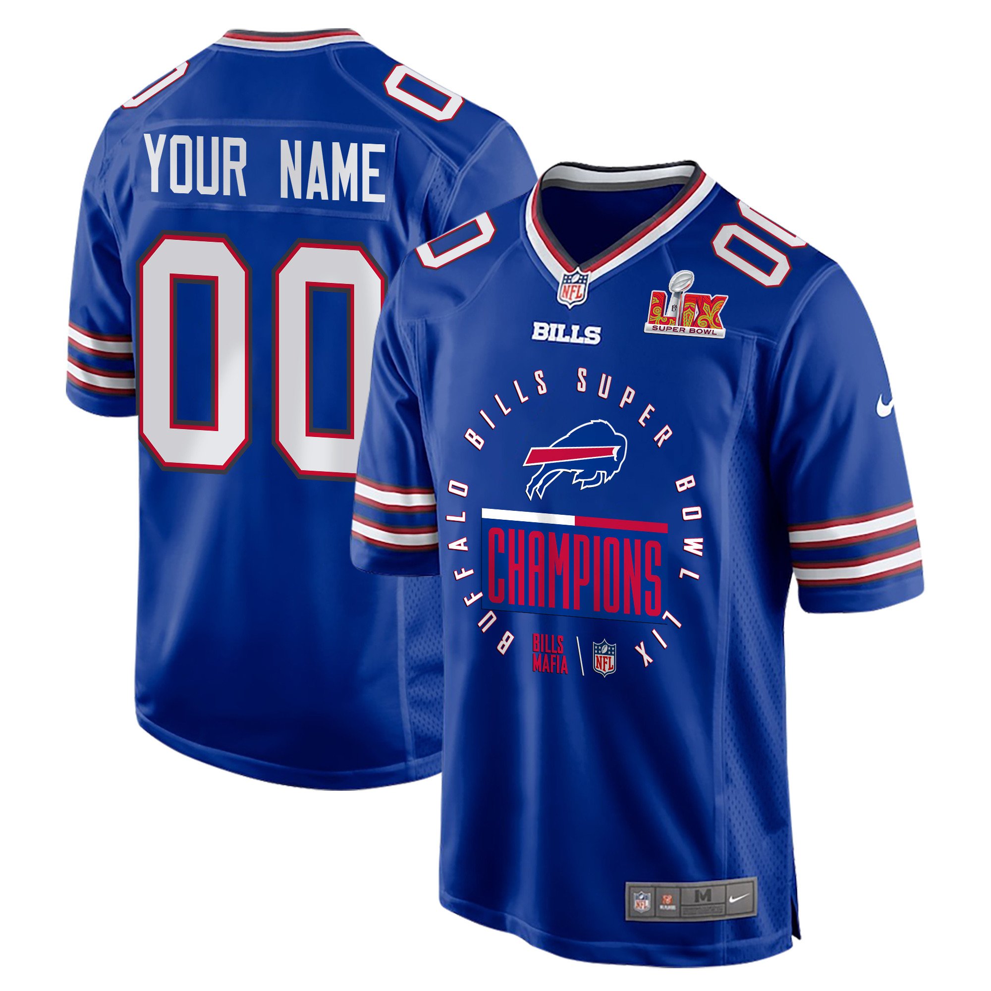 Buffalo Bills Super Bowl LIX Champions Game Custom Royal NFL Jersey Men's