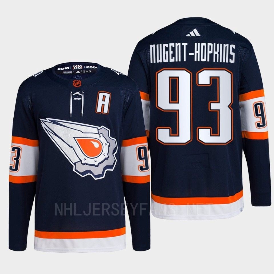 Edmonton Oilers Ryan Nugent-Hopkins 93 Navy Primegreen Reverse Retro 2.0 2022 NHL Jersey Men's