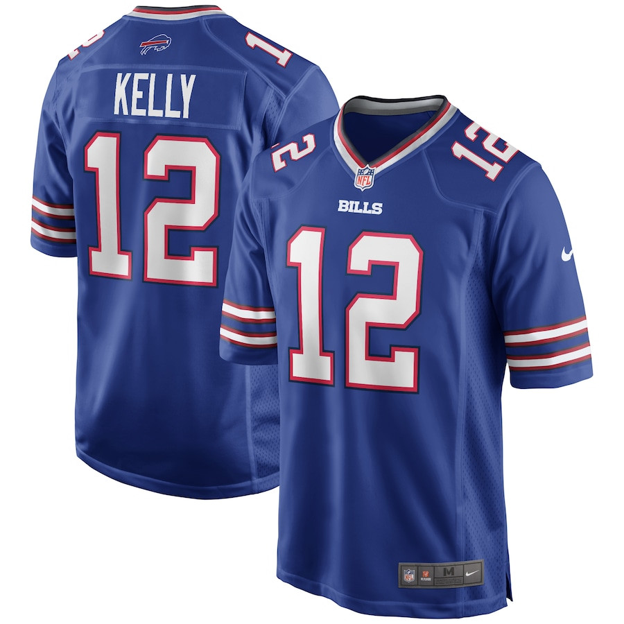 Jim Kelly 12 Buffalo Bills Game Retired Royal NFL Jersey Men's