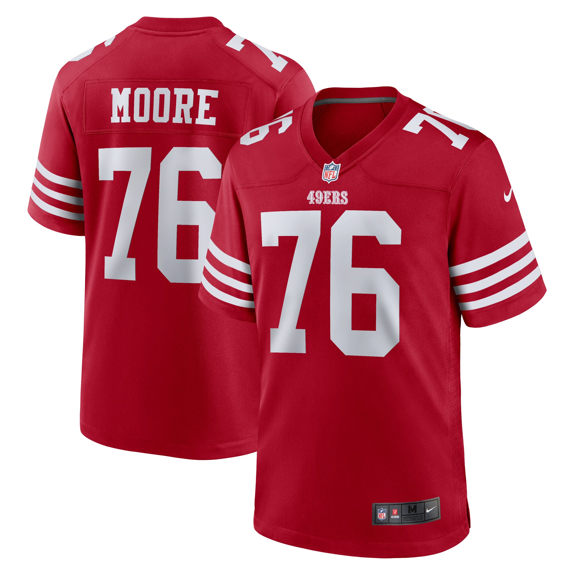 San Francisco 49ers Jaylon Moore Scarlet Game NFL Jersey Men's