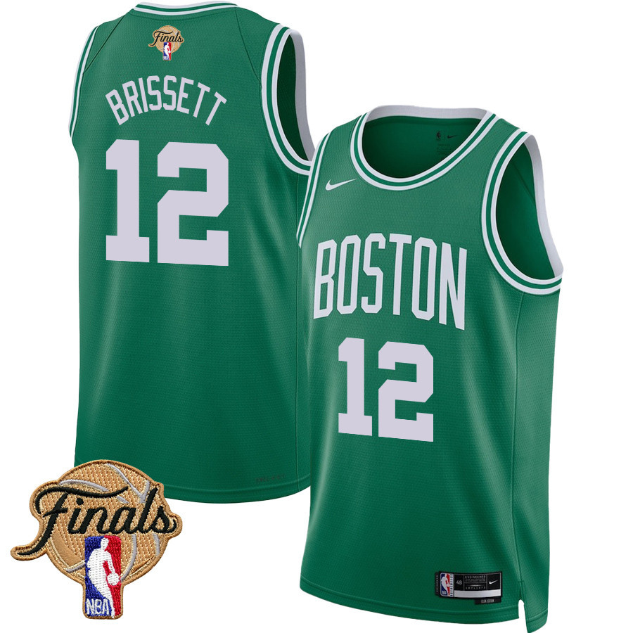 Oshae Brissett 12 Boston Celtics 2024 FINALS PATCH Icon Edition Kelly Green NBA Jersey Men's