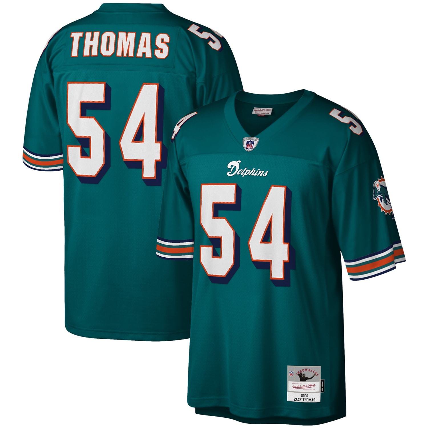Miami Dolphins Zach Thomas Mitchell Ness Aqua Legacy NFL Jersey Men's