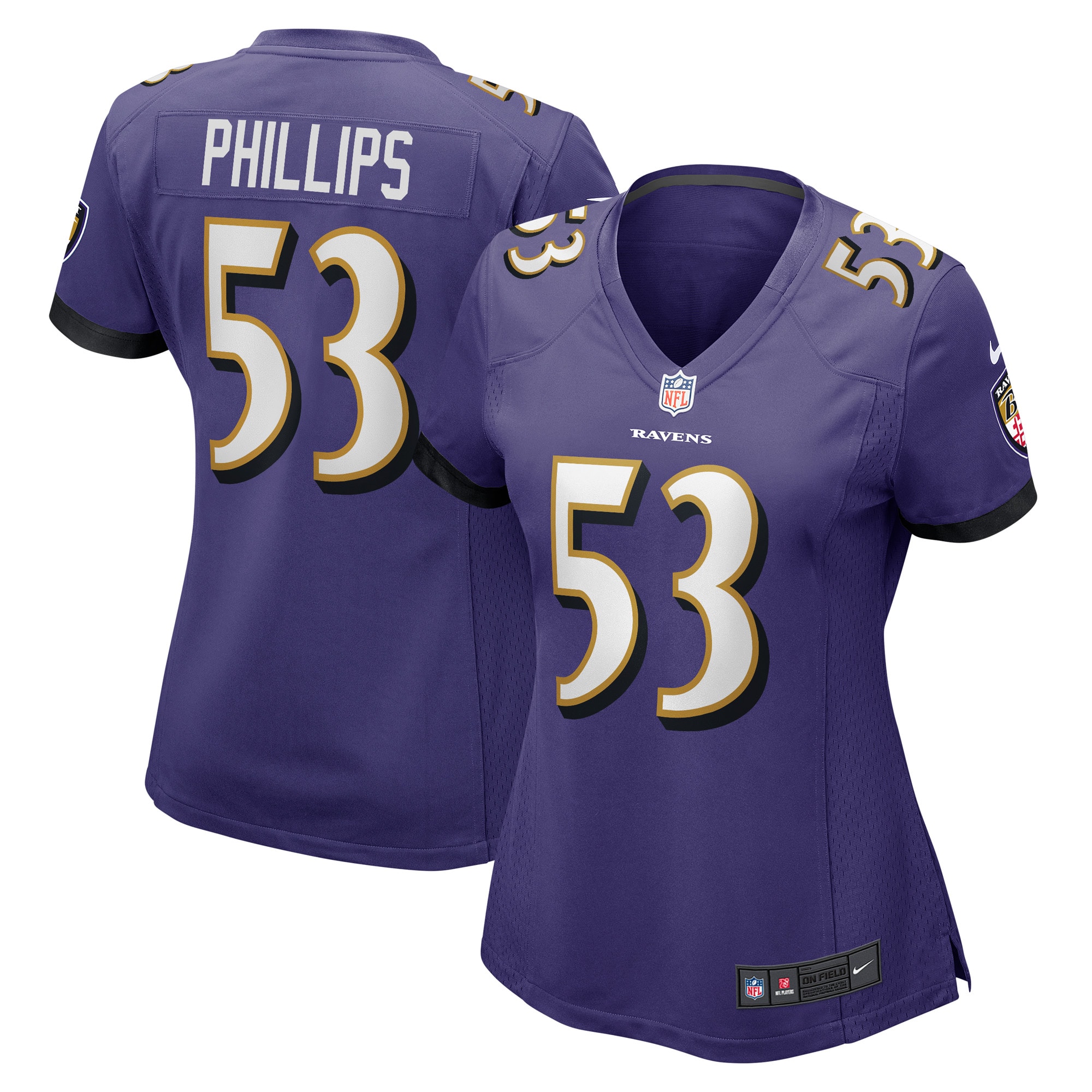 Baltimore Ravens Del'Shawn Phillips Purple Game Player NFL Jersey Women's