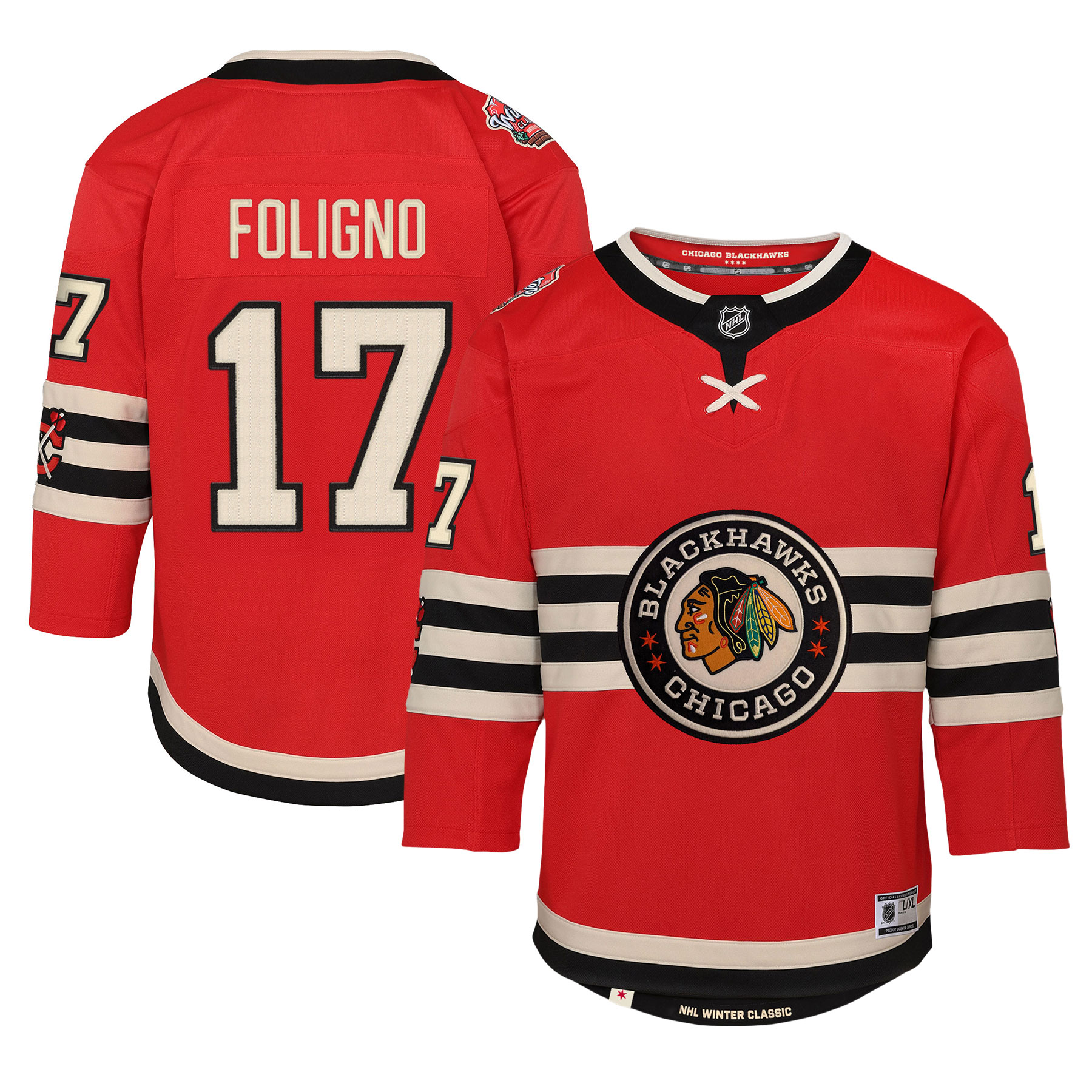 Chicago Blackhawks Nick Foligno Red 2025 Winter Classic Premier Player NHL Jersey Youth