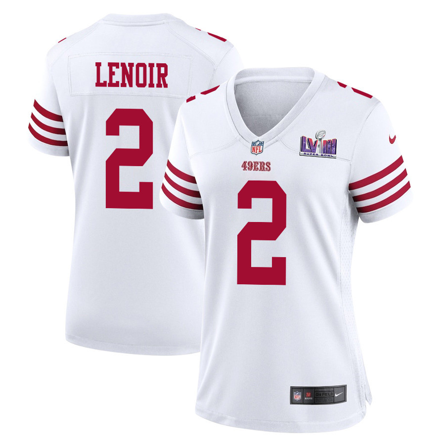 Deommodore Lenoir 2 San Francisco 49ers Super Bowl LVIII Patch Game White NFL Jersey Women's
