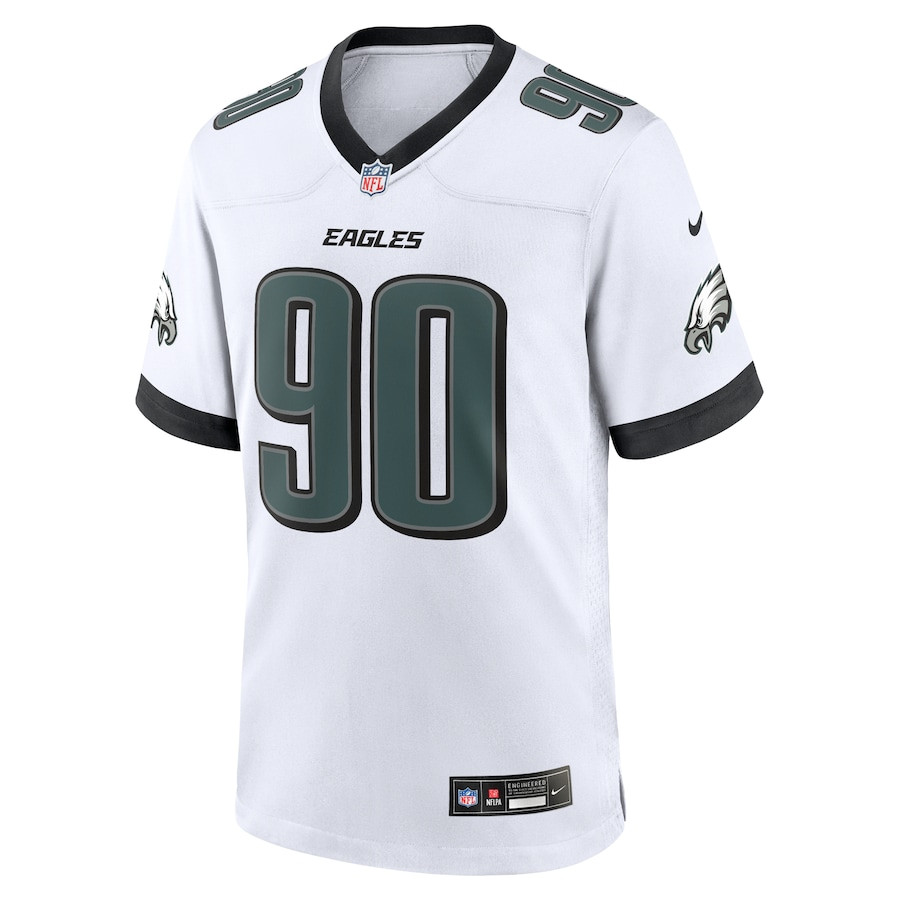 Jordan Davis 90 Philadelphia Eagles White Game White NFL Jersey Men's