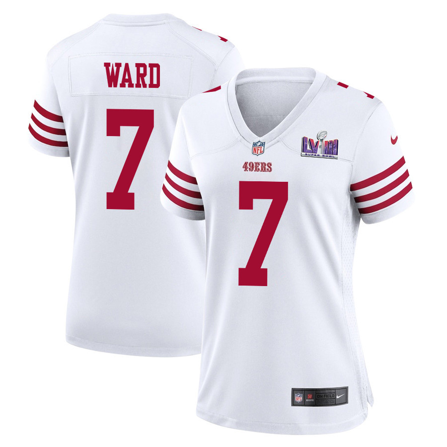 Charvarius Ward 7 San Francisco 49ers Super Bowl LVIII Patch Game White NFL Jersey Women's