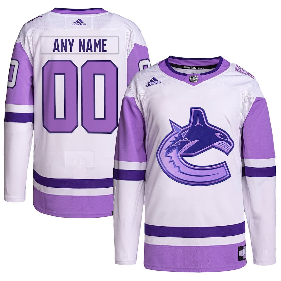 Vancouver Canucks Fights Cancer Primegreen Custom White/Purple NHL Jersey Men's