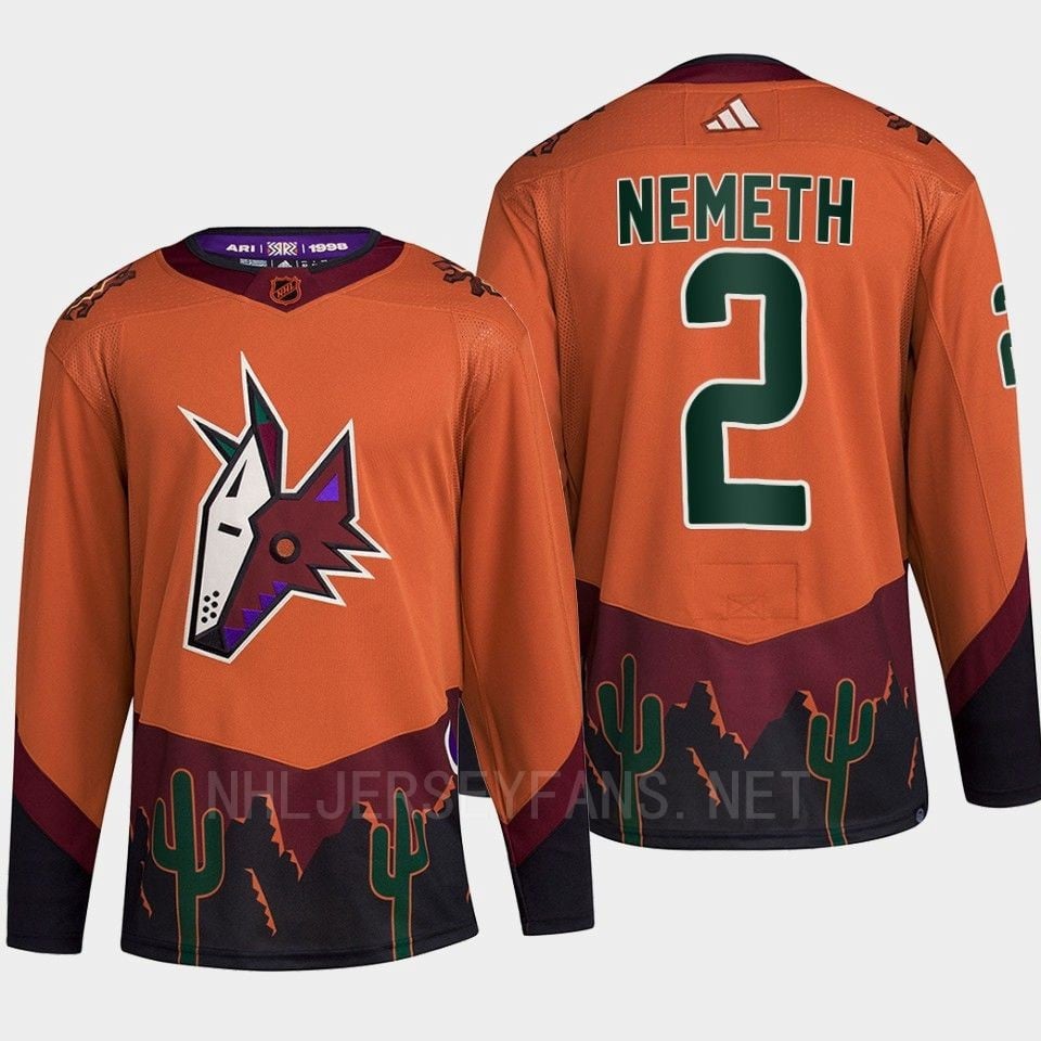 Arizona Coyotes 2022 Reverse Retro 2.0 Patrik Nemeth 2 Orange Primegreen NHL Jersey Men's