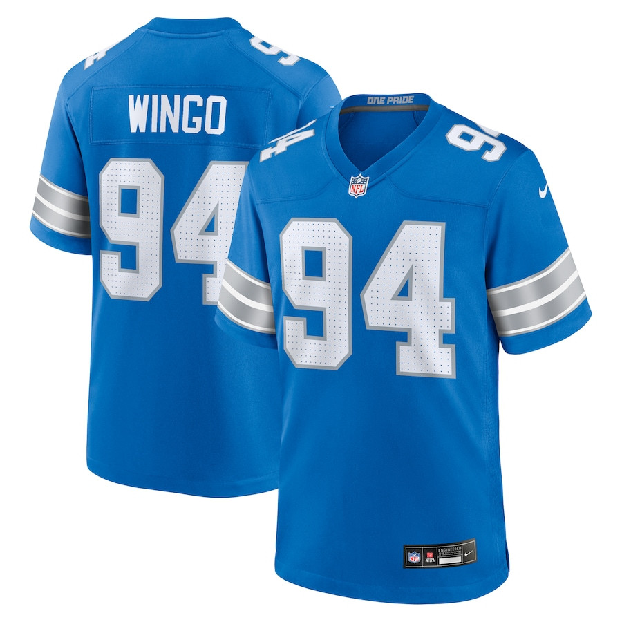 Mekhi Wingo 94 Detroit Lions Team Game Blue NFL Jersey Men's
