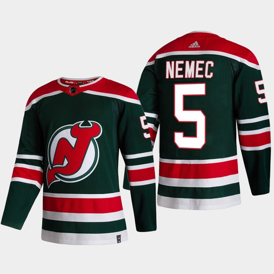 New Jersey Devils Simon Nemec 5 2022 Draft Green Reverse Retro NHL Jersey Men's