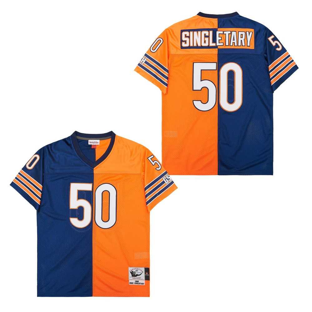 Mike Singletary 50 Chicago Bears Two-Toned Retro Throwback Orange/Navy NFL Jersey Men's