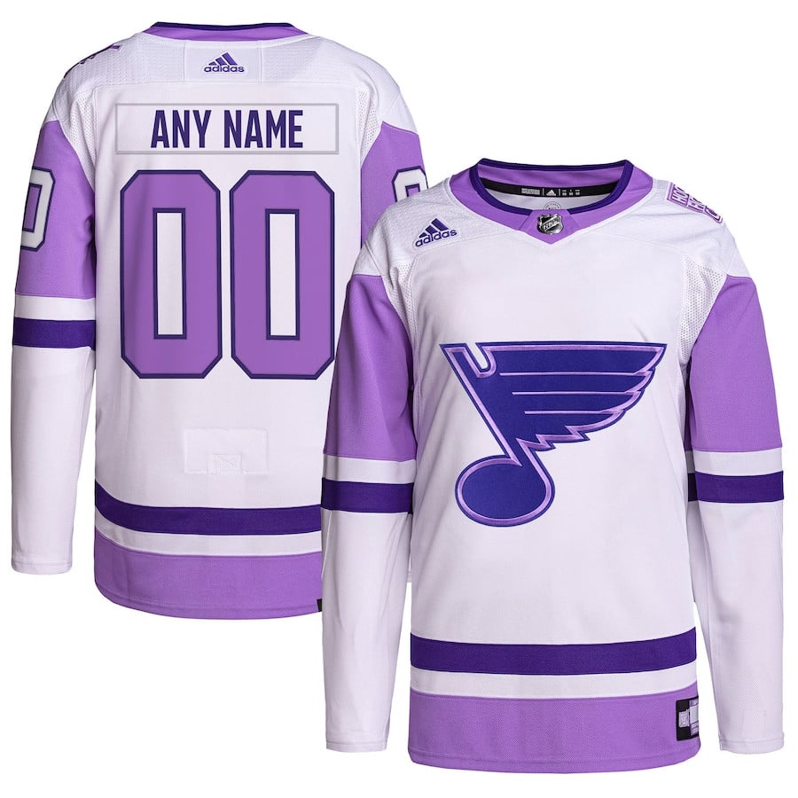 St. Louis Blues Fights Cancer Primegreen Custom White/Purple NHL Jersey Men's