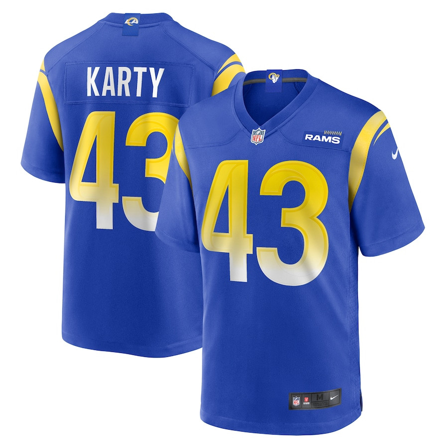 Joshua Karty 43 Los Angeles Rams Team Game Royal NFL Jersey Men's