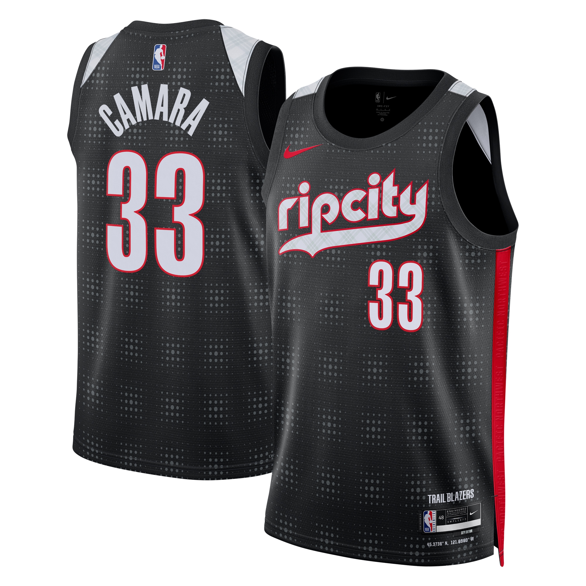 Portland Trail Blazers City Edition Swingman 2024 Black Toumani Camar Unisex NBA Jersey Unisex