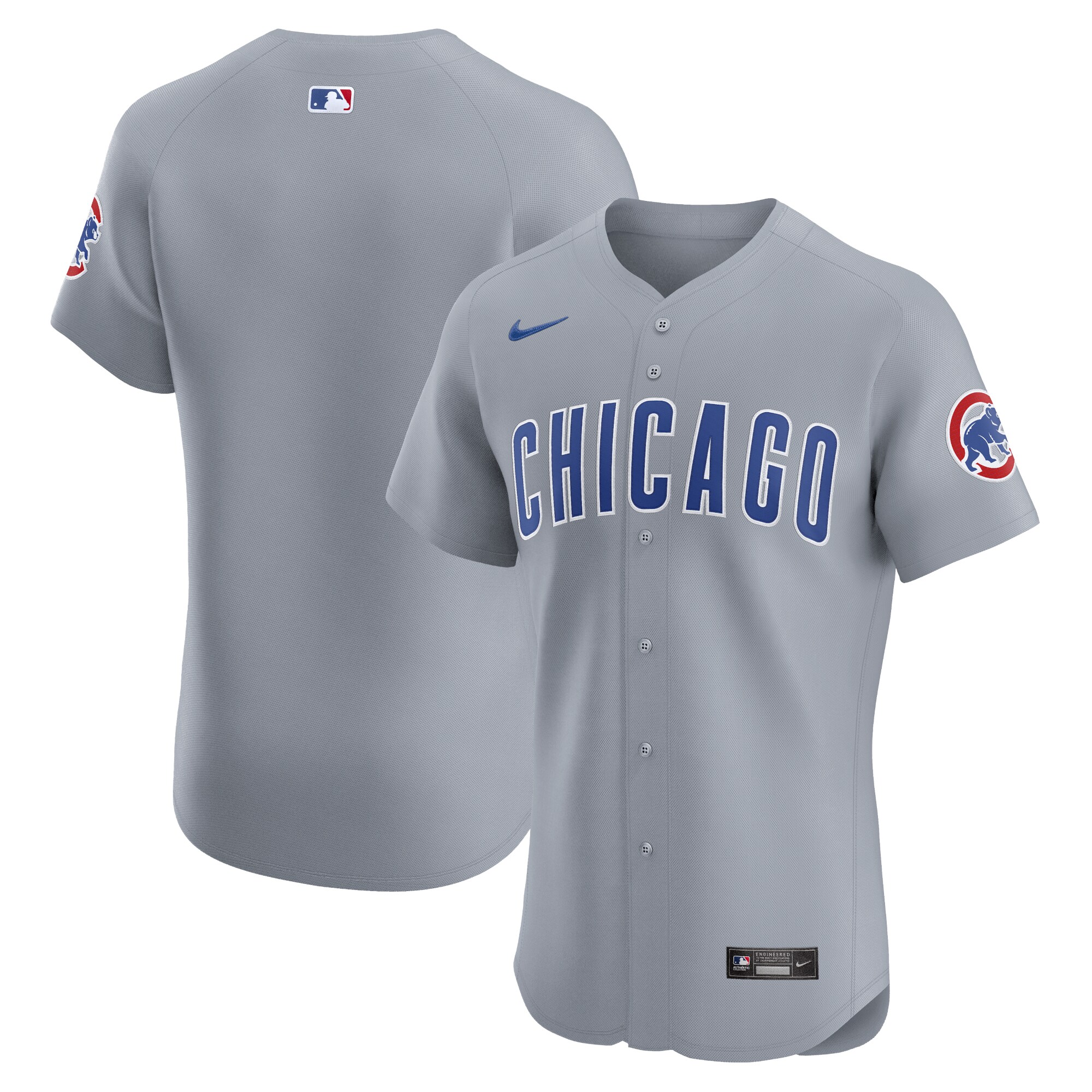 Chicago Cubs Gray Road Vapor Premier Elite Patch MLB Jersey Men's