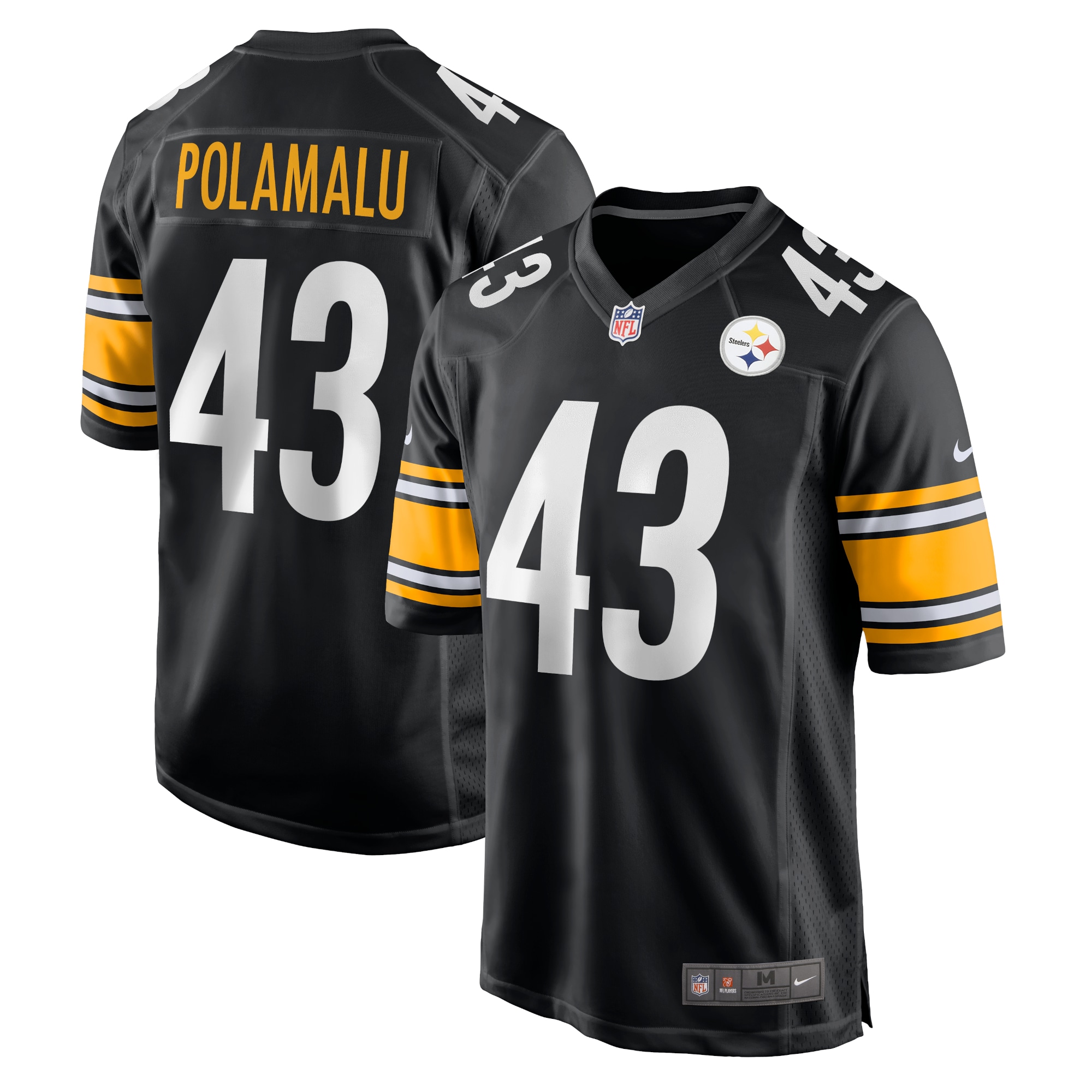 Pittsburgh Steelers Troy Polamalu Black Retired Player Game NFL Jersey Men's