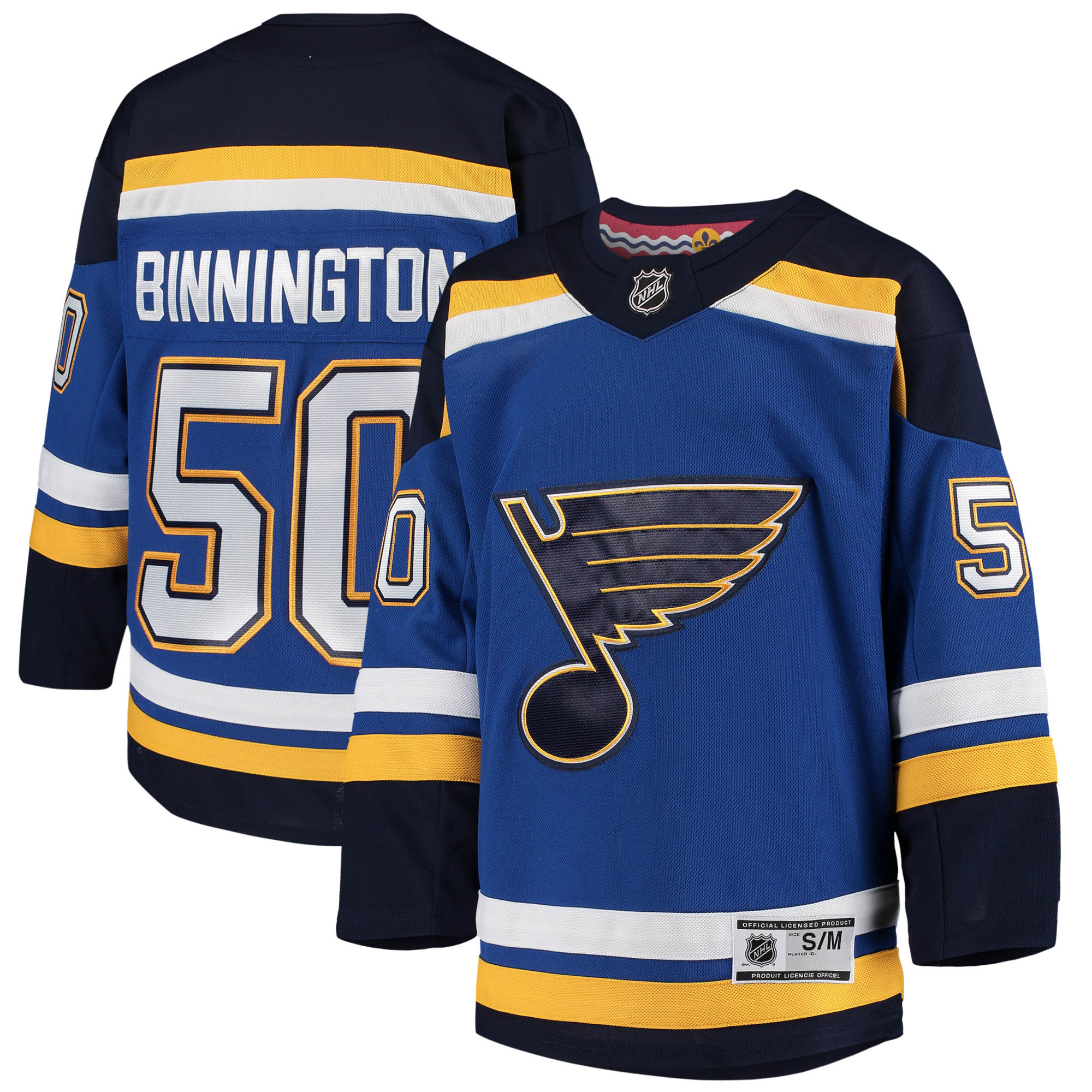 St. Louis Blues Jordan Binnington Blue Home Premier Player NHL Jersey Youth