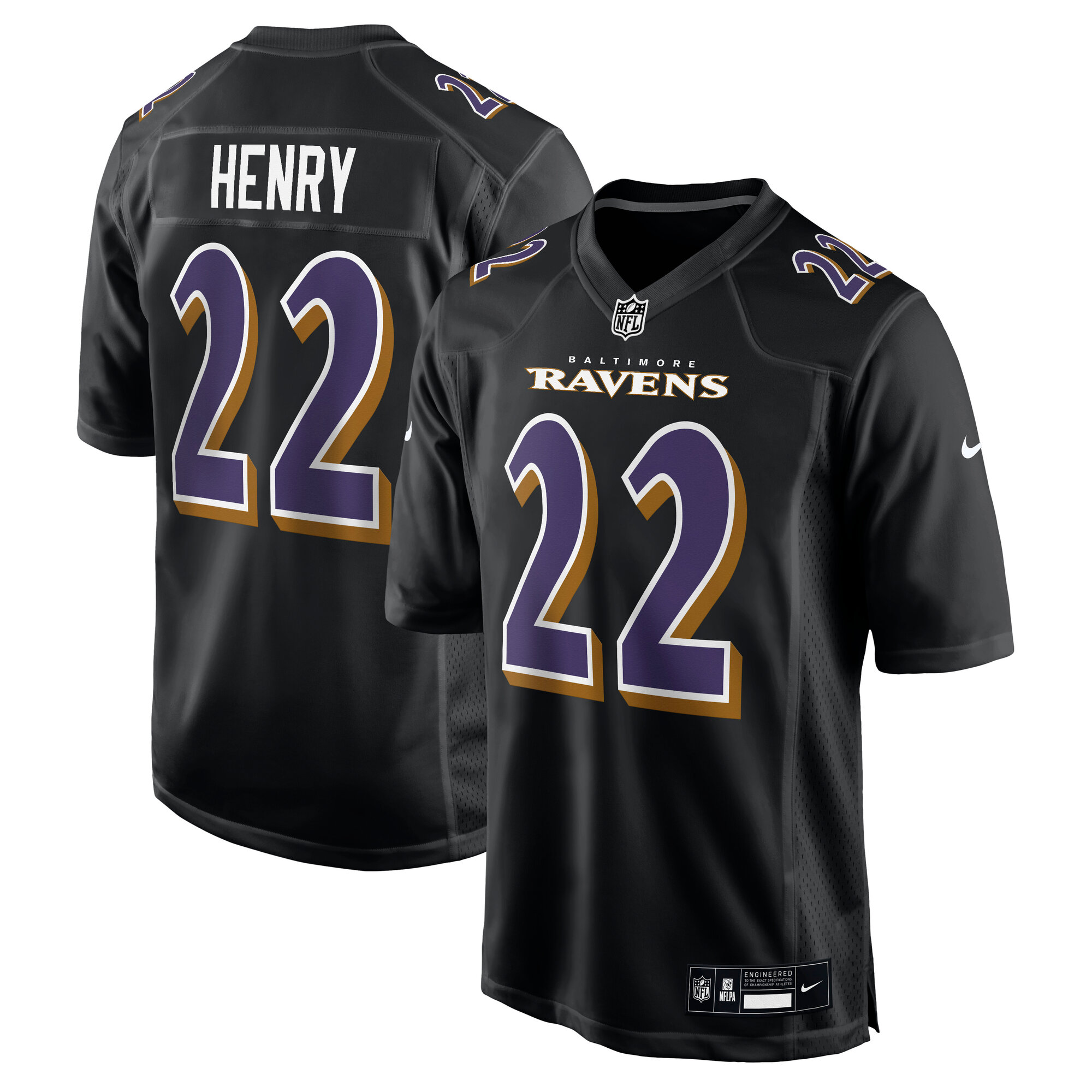 Baltimore Ravens Derrick Henry Carbon Black Fashion NFL Jersey Men's