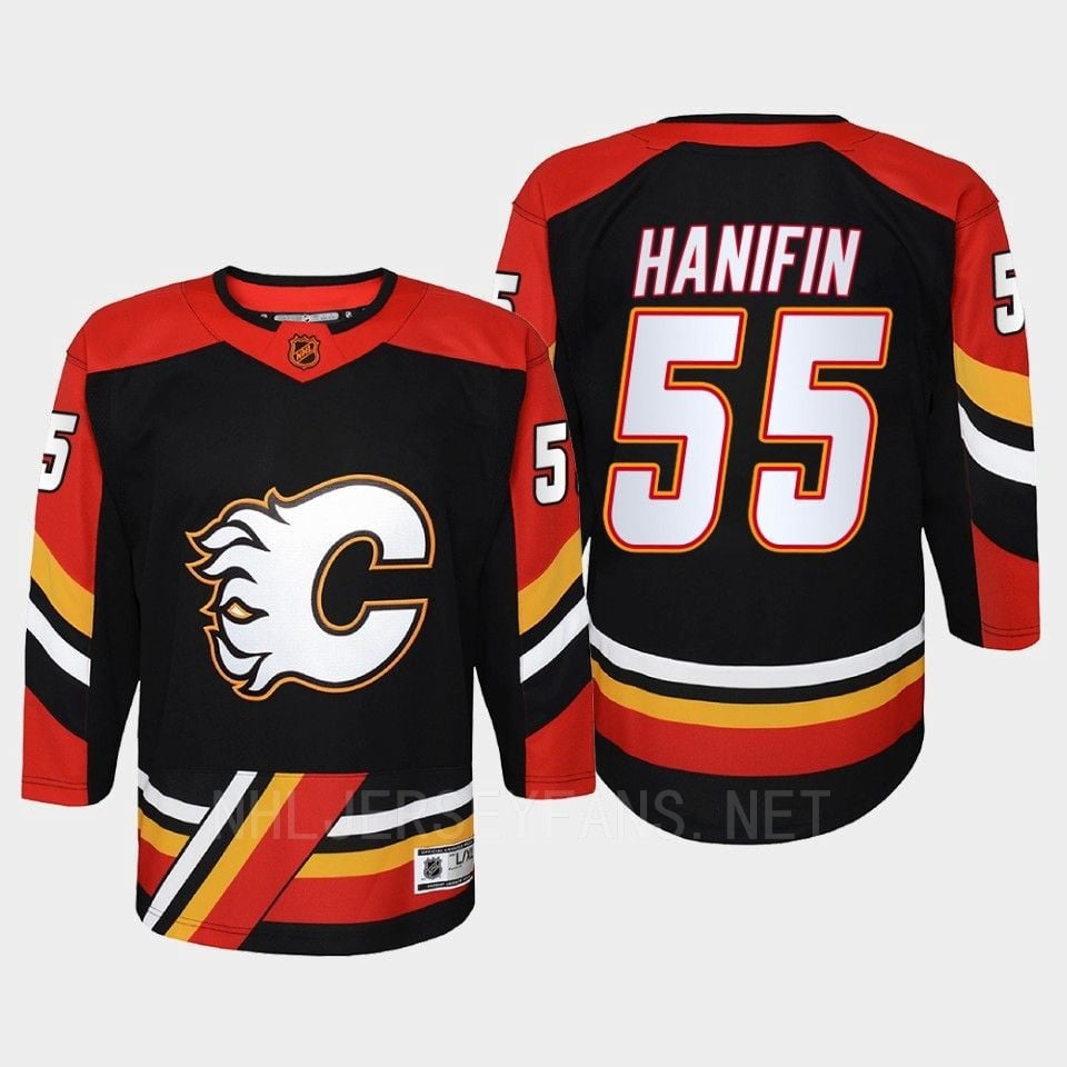 Noah Hanifin 55 Calgary Flames 2022 Special Edition 2.0 Retro Black NHL Jersey Youth