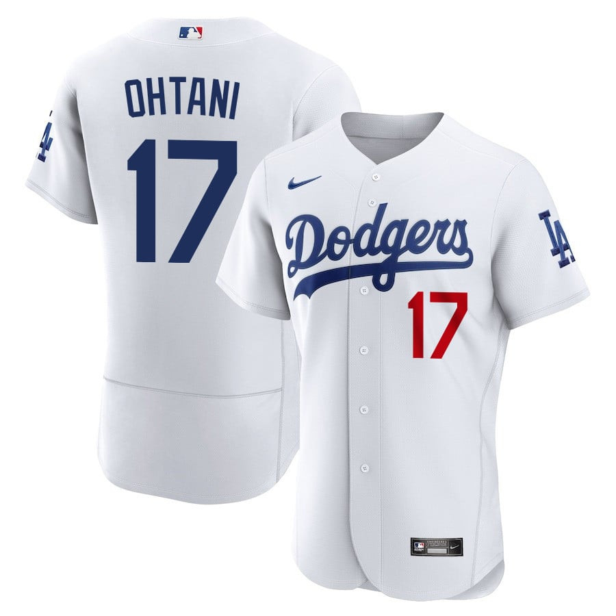 Shohei Ohtani 17 Los Angeles Dodgers Alternate ELITE White MLB Jersey Men's