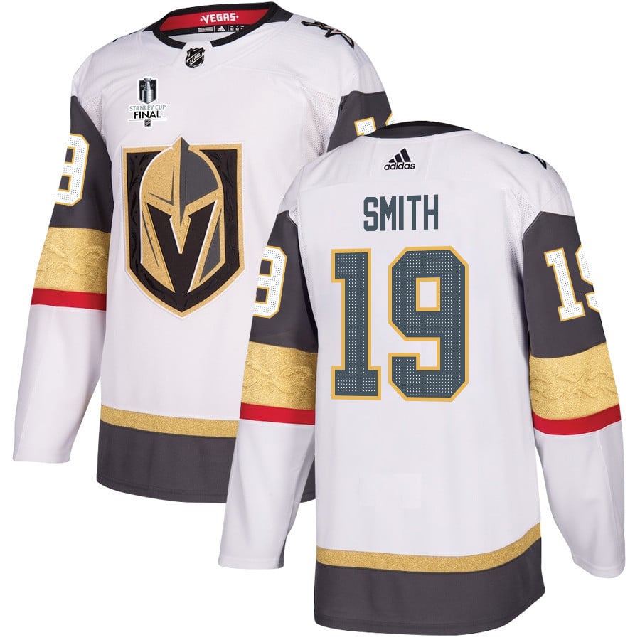 Reilly Smith 19 Vegas Golden Knights Stanley Cup 2023 Final Patch Away Breakaway White NHL Jersey Men's