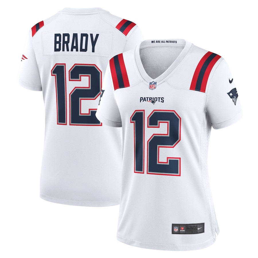 Tom Brady 12 New England Patriots Retired Game White NFL Jersey Women's