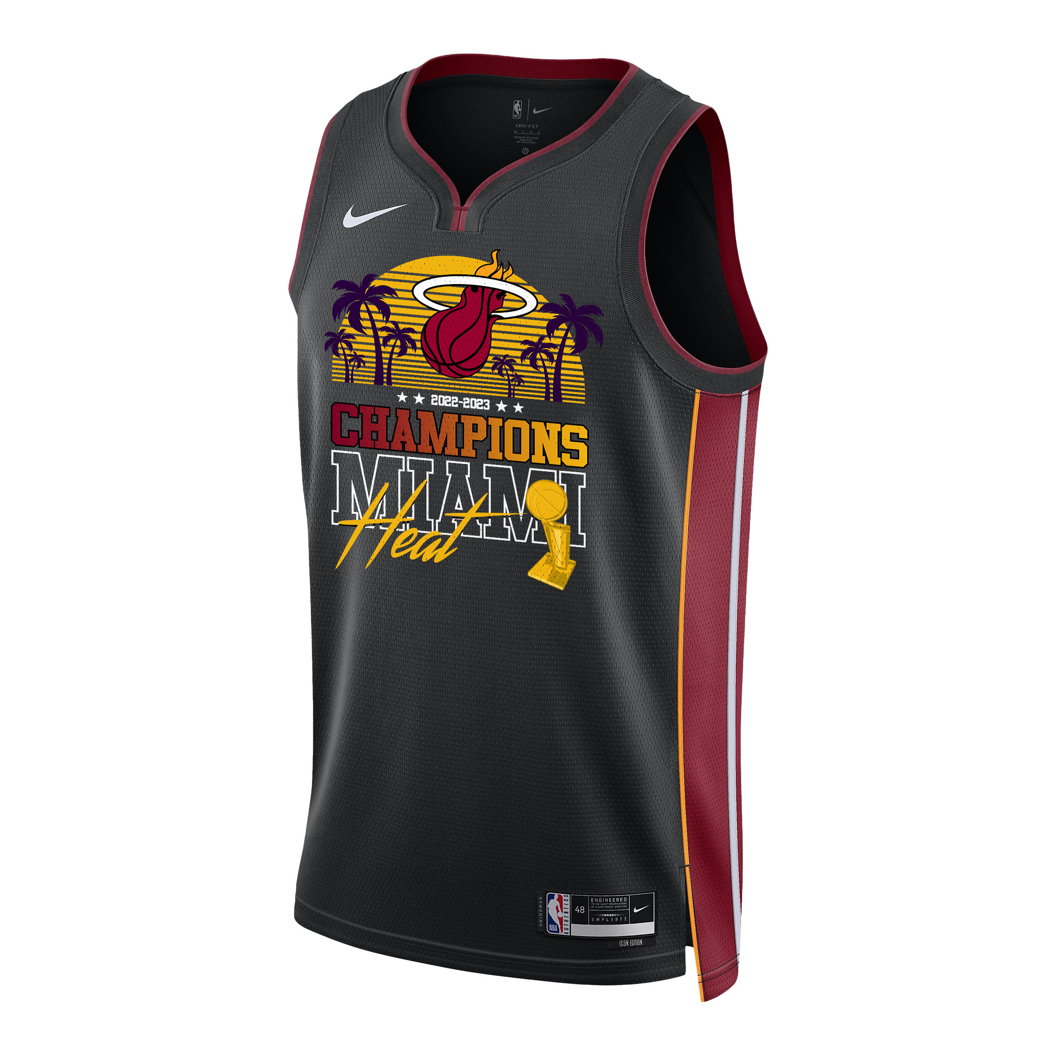 Miami Heat Champions 2023 Swingman Team Logo Black NBA Jersey Men's