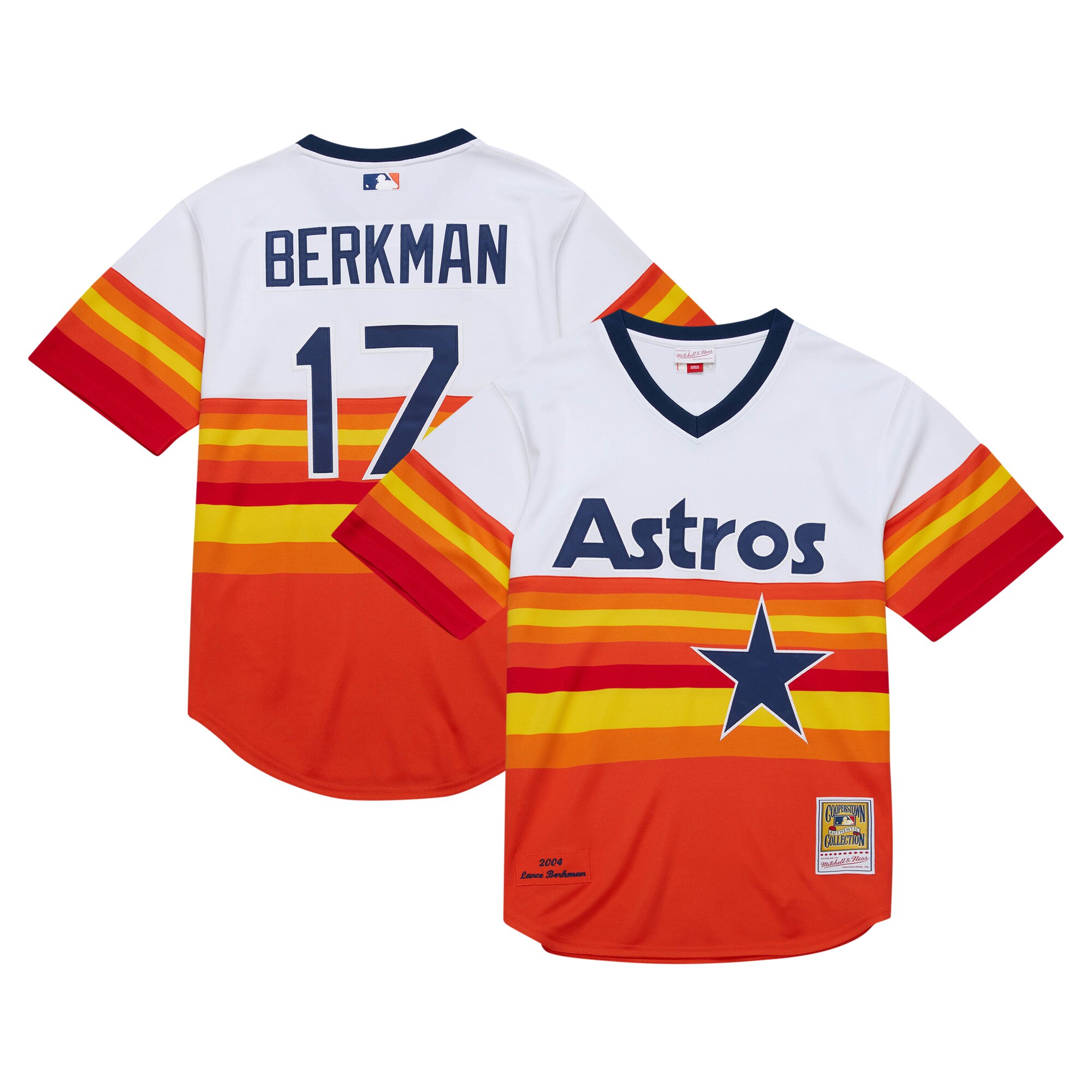 Houston Astros Lance Berkman Mitchell Ness White 2004 Cooperstown Collection Throwback MLB Jersey Men's