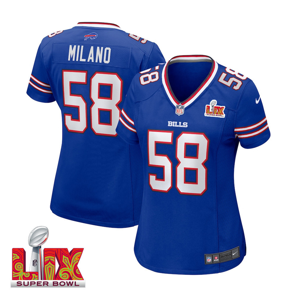 Matt Milano #58 Buffalo Bills Super Bowl LIX Royal NFL Jersey Women's