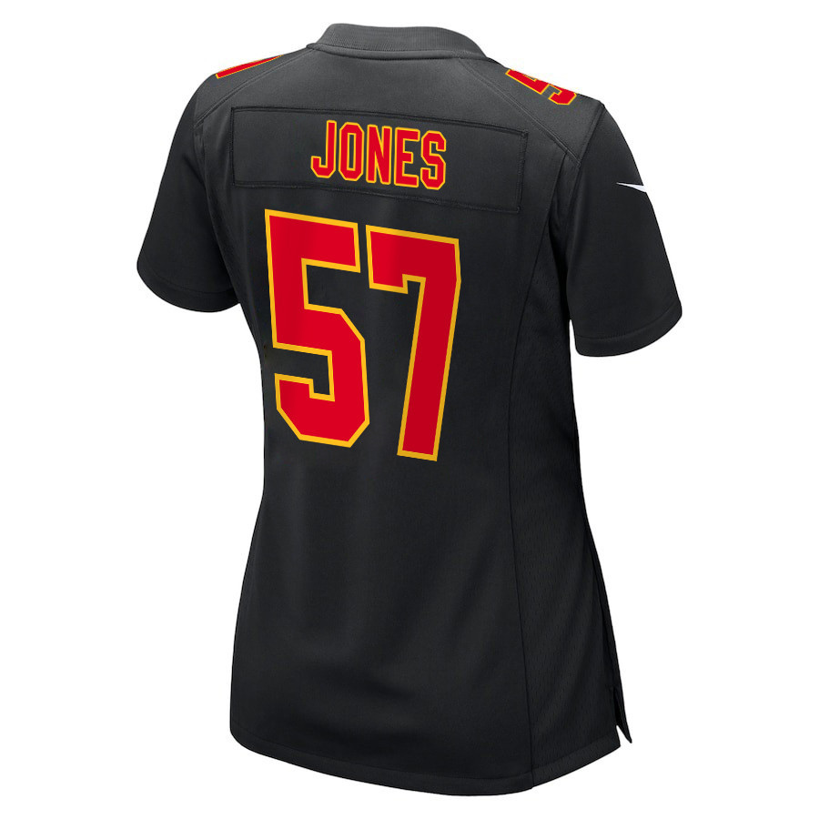 Truman Jones 57 Kansas City Chiefs Super Bowl LVIII Champions 4X Fashion Game Carbon Black NFL Jersey Women's