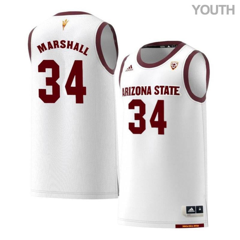 34 Jermaine Marshal White Retro Arizona State Sun Devils NCAA Jersey Youth