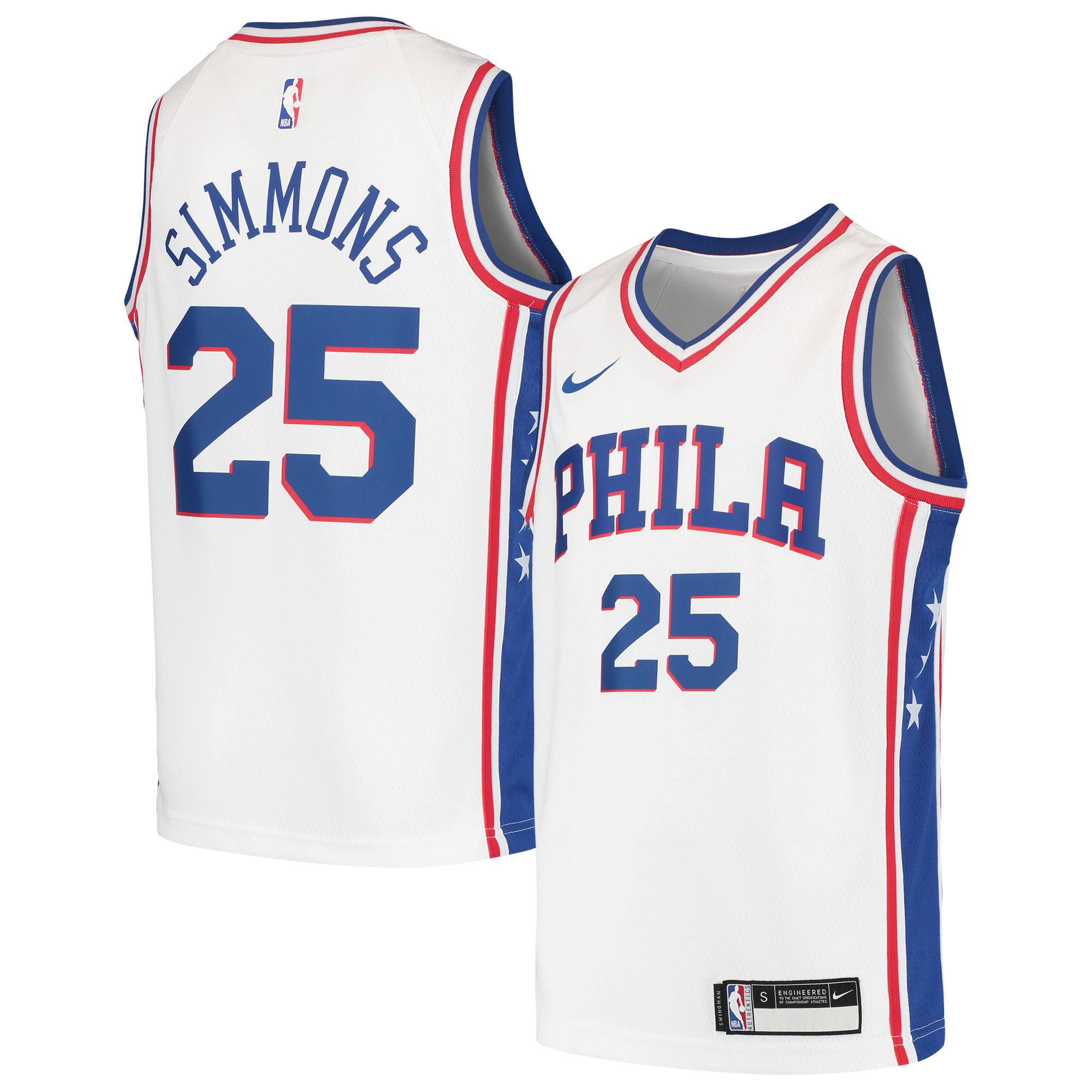 Ben Simmon White Philadelphia 76ers Swingman NBA Jersey Youth