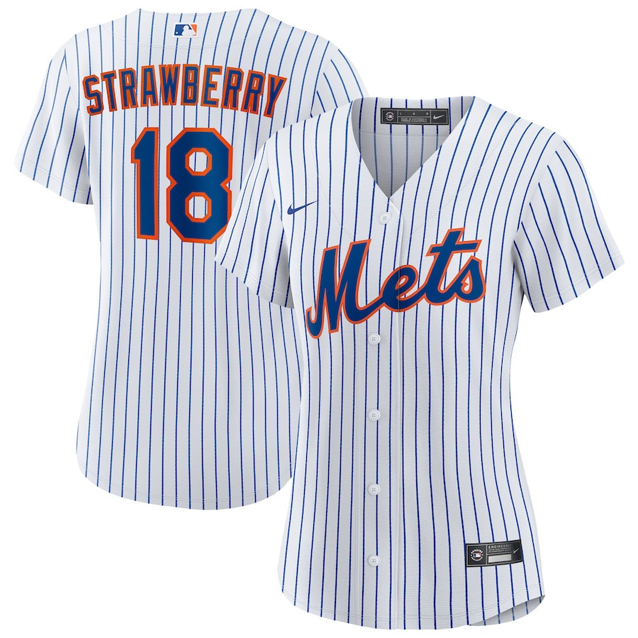 Darryl Strawberry 18 New York Mets Home Player White MLB Jersey Women's